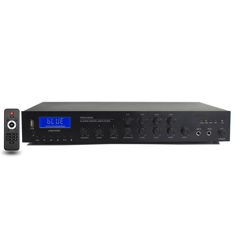 4 Zone Small PA Mixer Amplifier for Public Address Audio System PMS-E4180