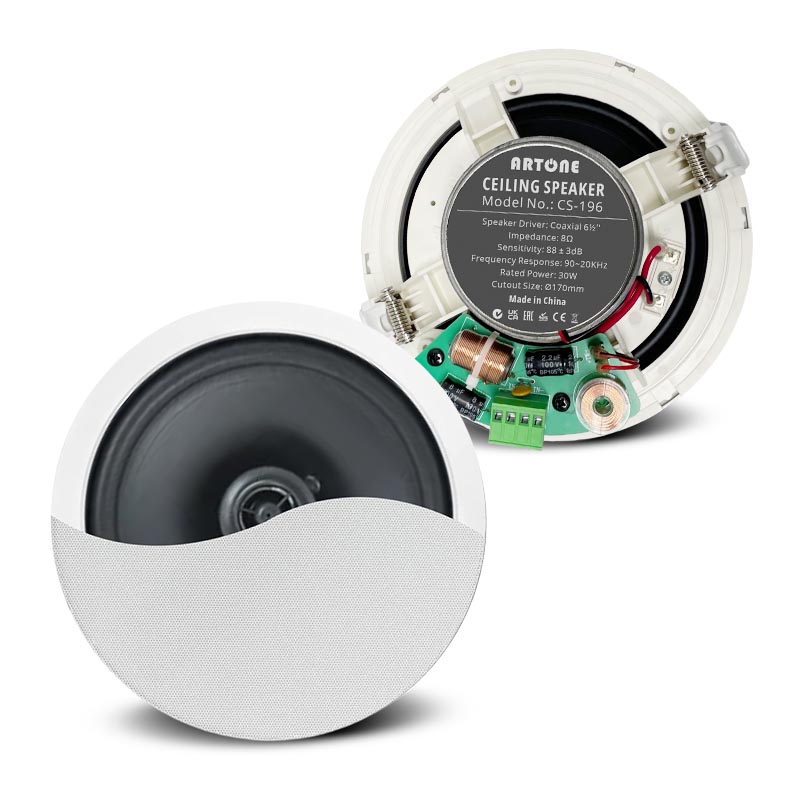 Frameless 2-way Coaxial 6.5'' Low Impedance 30W Ceiling Speaker CS-196